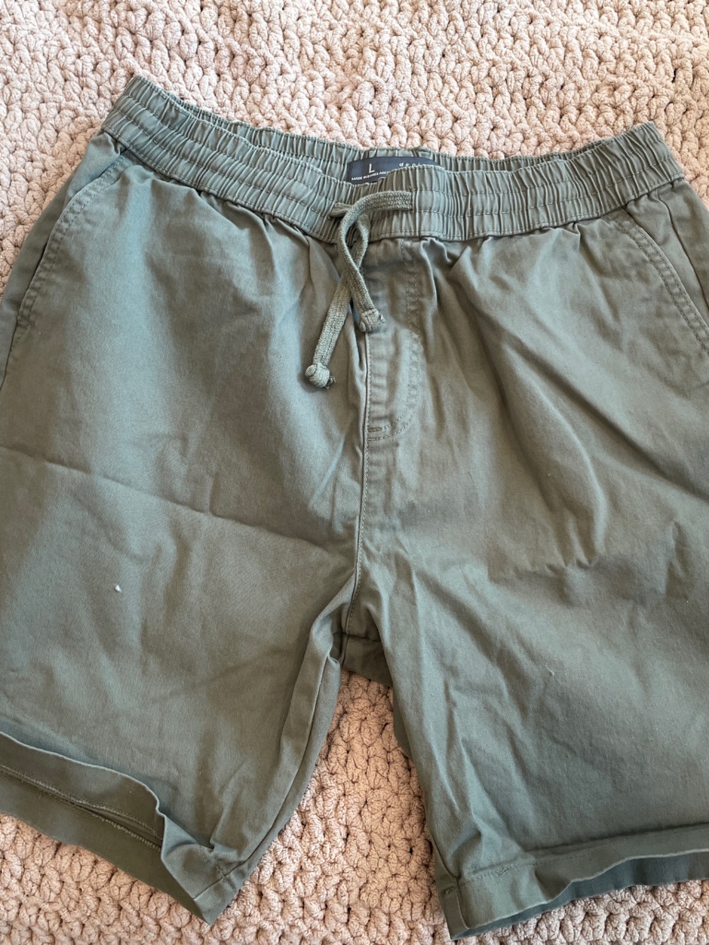 Denim&Co Olive Green Elastic Waist Flat Front Shorts